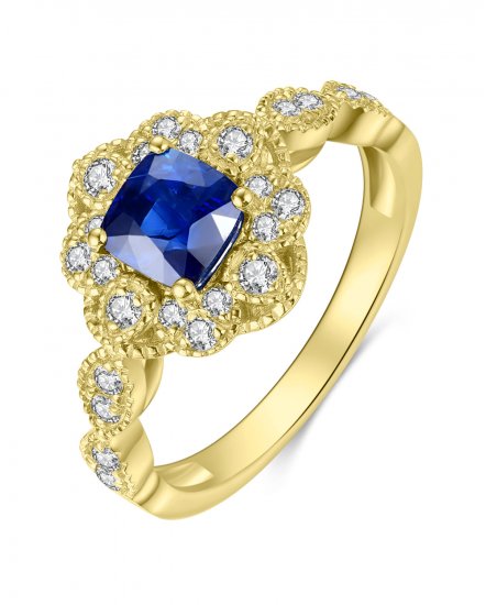 CUSHION SAPPHIRE DIAMOND RING (TR4130)