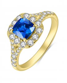 CUSHION SAPPHIRE DIAMOND RING (TR4135)