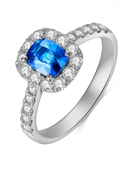 CUSHION SAPPHIRE DIAMOND RING (TR4136)