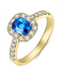 CUSHION SAPPHIRE DIAMOND RING (TR4136)