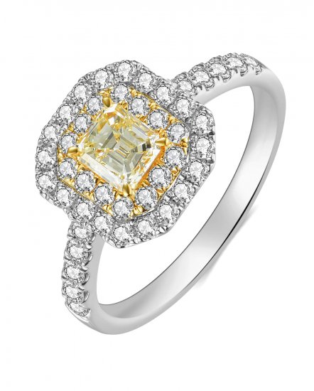 MULTI TONE EMERALD CUT DIAMOND ENGAGEMENT RING (TR4142)