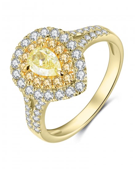MULTI TONE PEAR DIAMOND ENGAGEMENT RING (TR4151)