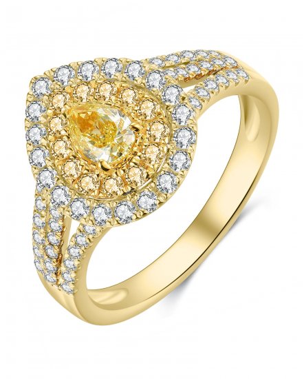 MULTI TONE PEAR DIAMOND ENGAGEMENT RING (TR4152)