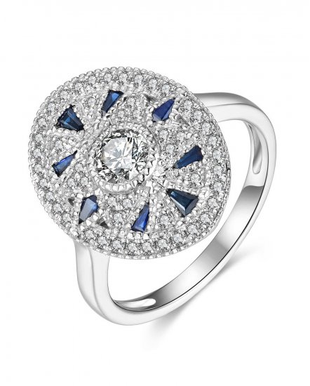 OVAL SHAPE SAPPHIRE DIAMOND RING (TR4163)