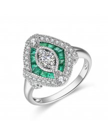KITE STYLE EMERALD DIAMOND RING (TR4172)