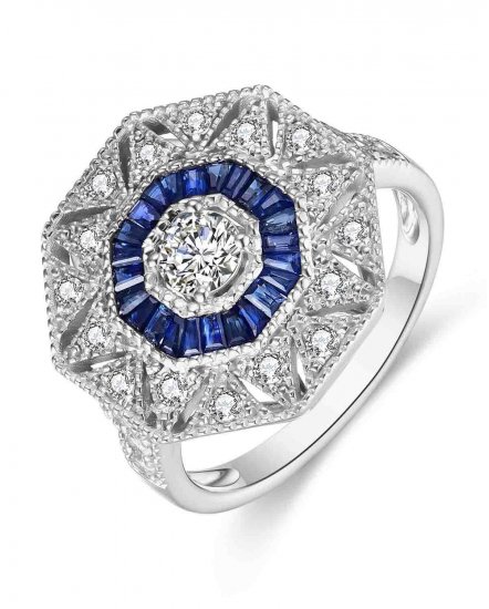 OCTAGON STYLE SAPPHIRE DIAMOND RING (TR4174)