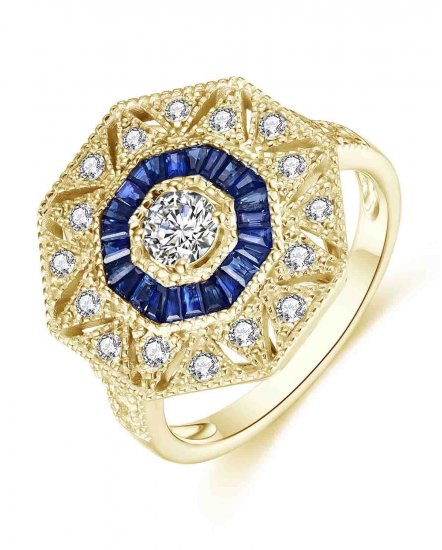 OCTAGON STYLE SAPPHIRE DIAMOND RING (TR4174)