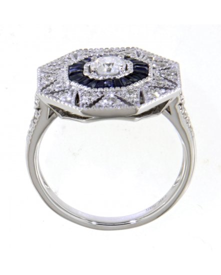 OCTAGON STYLE SAPPHIRE DIAMOND RING (TR4174)