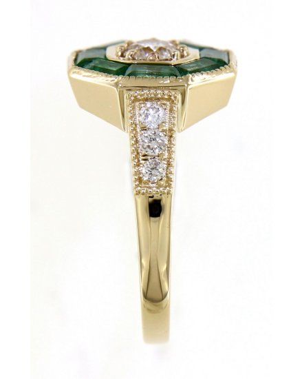 OCTAGON STYLE EMERALD DIAMOND RING (TR4175)