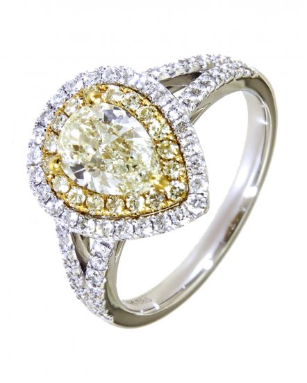 MULTI TONE PEAR DIAMOND ENGAGEMENT RING (TR4177)