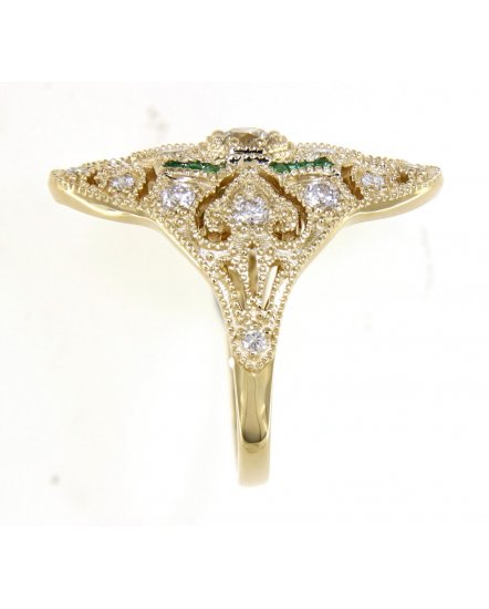 BAGUETTE EMERALD DIAMOND RING  (TR4182)
