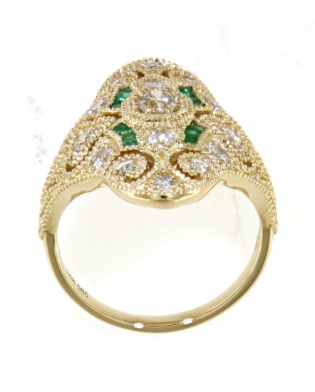 BAGUETTE EMERALD DIAMOND RING  (TR4182)