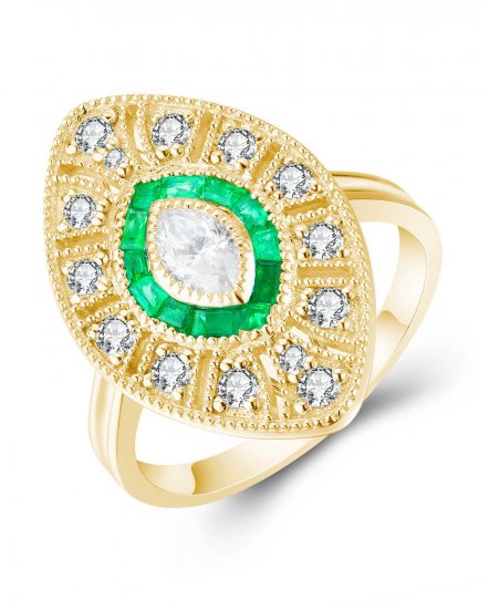 MARQUISE STYLE EMERALD DIAMOND RING (TR4201)