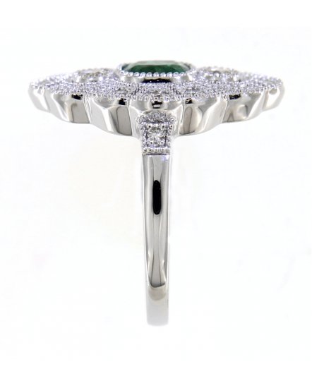 CUSHION EMERALD DIAMOND RING (TR4202)