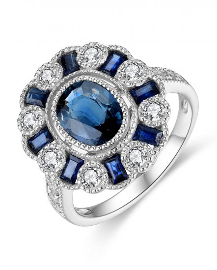 OVAL SAPPHIRE DIAMOND RING (TR4203)