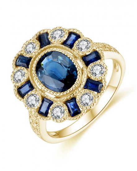 OVAL SAPPHIRE DIAMOND RING (TR4203)