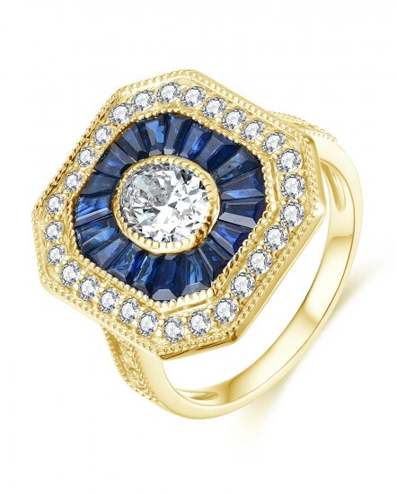 OCTAGON STYLE SAPPHIRE DIAMOND RING (TR4216)