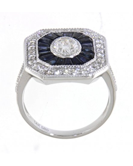 OCTAGON STYLE SAPPHIRE DIAMOND RING (TR4216)