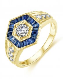 HEXAGON STYLE SAPPHIRE DIAMOND RING (TR4221)