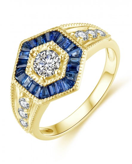 HEXAGON STYLE SAPPHIRE DIAMOND RING (TR4221)