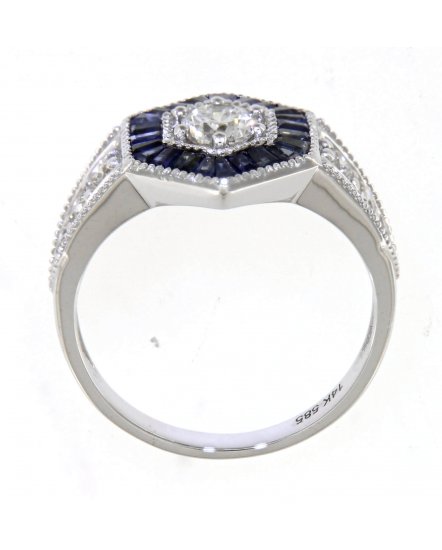 HEXAGON STYLE SAPPHIRE DIAMOND RING (TR4221)