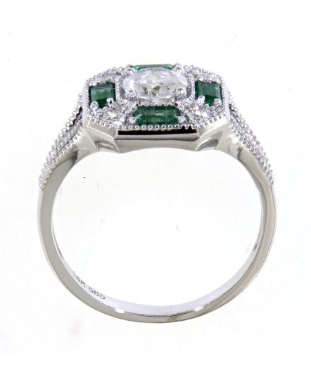 OCTAGON STYLE BAGUETTE EMERALD DIAMOND RING (TR4226)