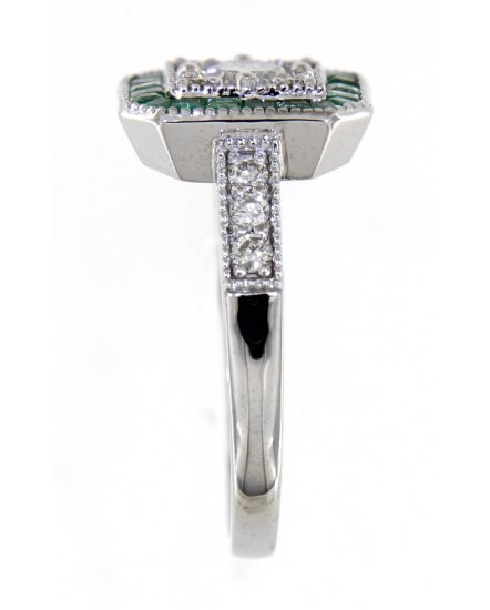 OCTAGON STYLE BAGUETTE EMERALD DIAMOND RING (TR4227)
