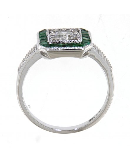 OCTAGON STYLE BAGUETTE EMERALD DIAMOND RING (TR4227)