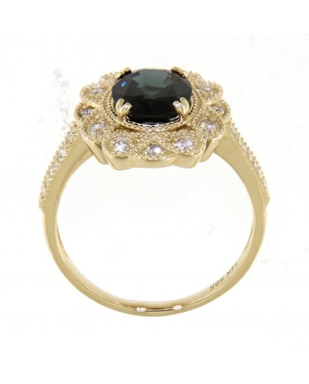 OVAL SAPPHIRE DIAMOND RING (TR4241)