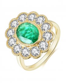 OVAL EMERALD DIAMOND RING (TR4244)