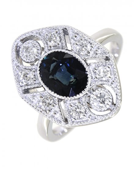OVAL SAPPHIRE DIAMOND RING (TR4258)
