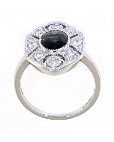 OVAL SAPPHIRE DIAMOND RING (TR4258)