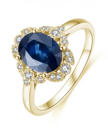 OVAL SAPPHIRE DIAMOND RING (TR4268)