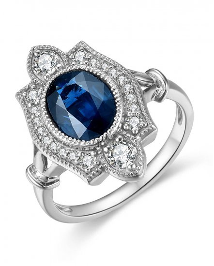 OVAL SAPPHIRE DIAMOND RING (TR4270)