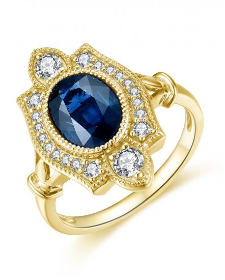 OVAL SAPPHIRE DIAMOND RING (TR4270)