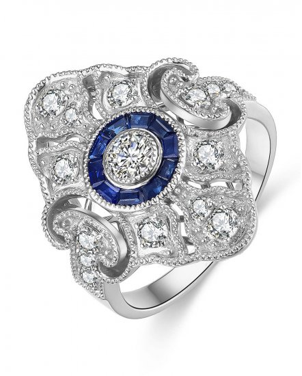 MARQUISE STYLE SAPPHIRE DIAMOND RING (TR4272)