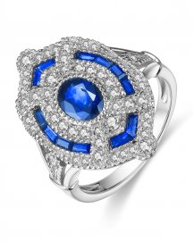 OVAL SAPPHIRE DIAMOND RING (TR4273)