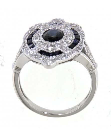 OVAL SAPPHIRE DIAMOND RING (TR4273)