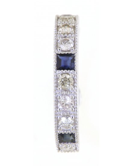 PRINCESS CUT SAPPHIRE DIAMOND BAND (TR4290)