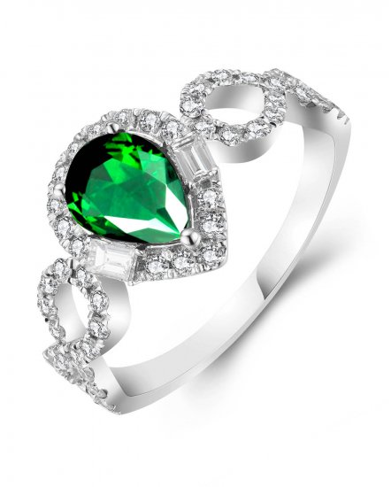 PEAR EMERALD DIAMOND RING (TR4297)