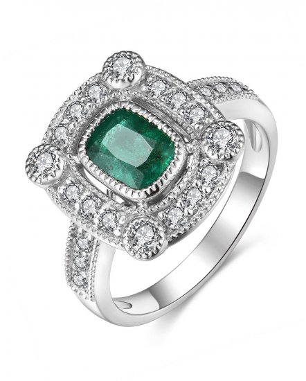 CUSHION EMERALD DIAMOND RING (TR4311)