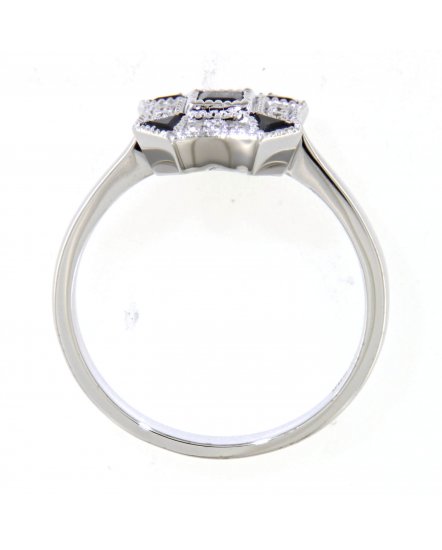 OCTAGON STYLE PRINCESS CUT SAPPHIRE DIAMOND RING (TR4377)