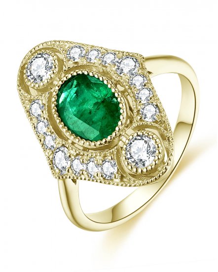 OVAL EMERALD DIAMOND RING (TR4414)