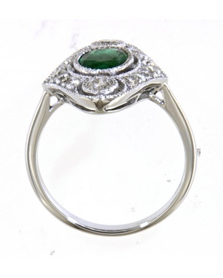 OVAL EMERALD DIAMOND RING (TR4414)