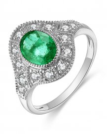 OVAL EMERALD DIAMOND RING (TR4415)