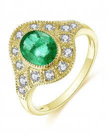 OVAL EMERALD DIAMOND RING (TR4415)