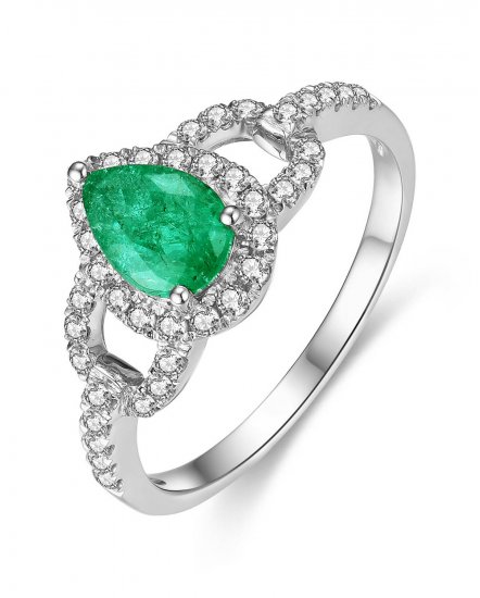 PEAR EMERALD DIAMOND RING (TR4416)