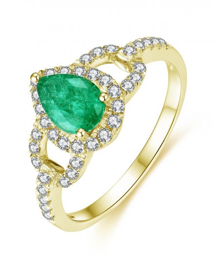 PEAR EMERALD DIAMOND RING (TR4416)