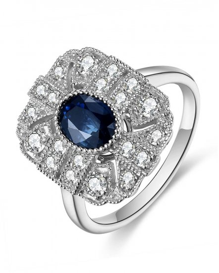 OVAL SAPPHIRE DIAMOND RING (TR4421)