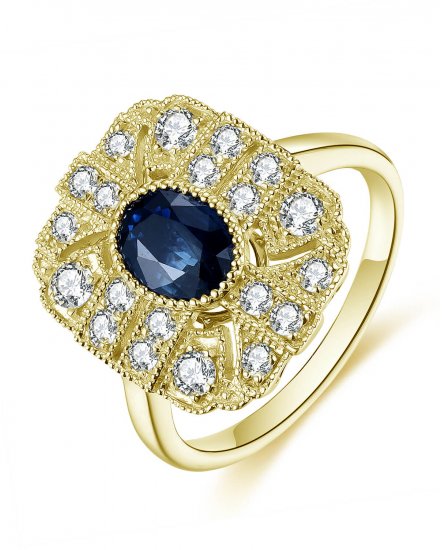 OVAL SAPPHIRE DIAMOND RING (TR4421)